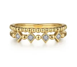 14K Yellow Gold Bujukan Diamond Easy Stackable Ring