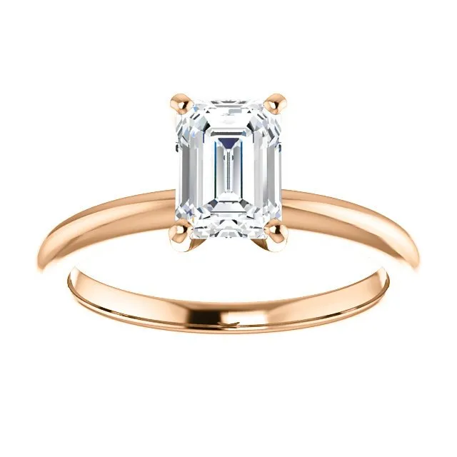 14KT GOLD 1.00 CT EMERALD DIAMOND SOLITAIRE RING