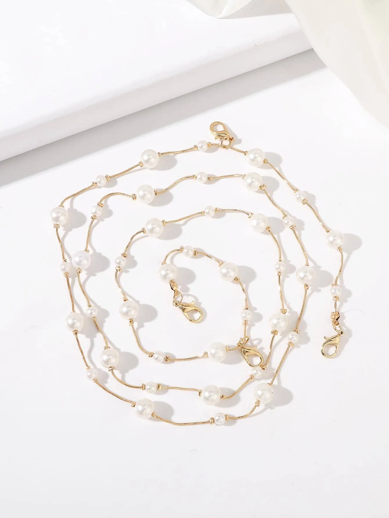 1pc Women Faux Pearl Decor Fashionable Chain Belt For Party