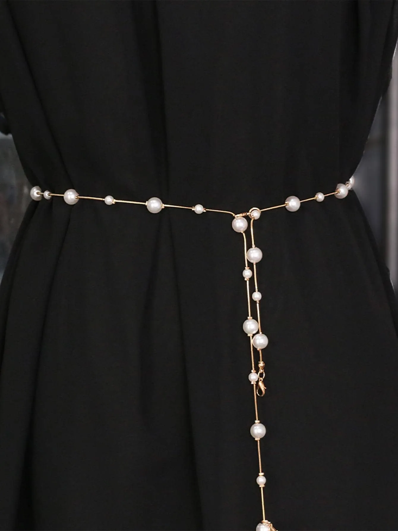 1pc Women Faux Pearl Decor Fashionable Chain Belt For Party