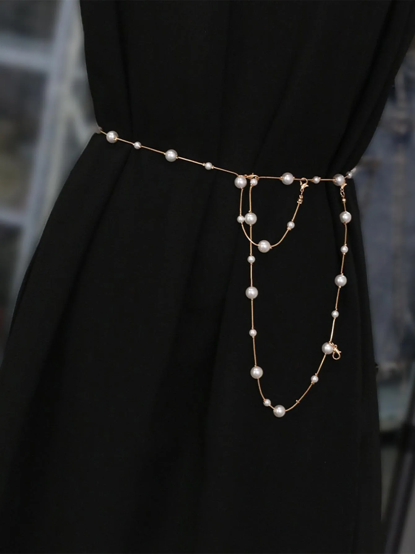 1pc Women Faux Pearl Decor Fashionable Chain Belt For Party