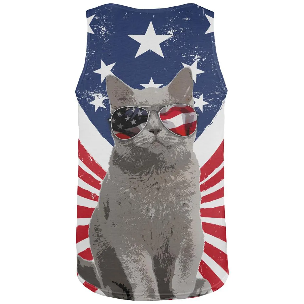 4th Of July Meowica America Patriot Cat All Over Mens Tank Top