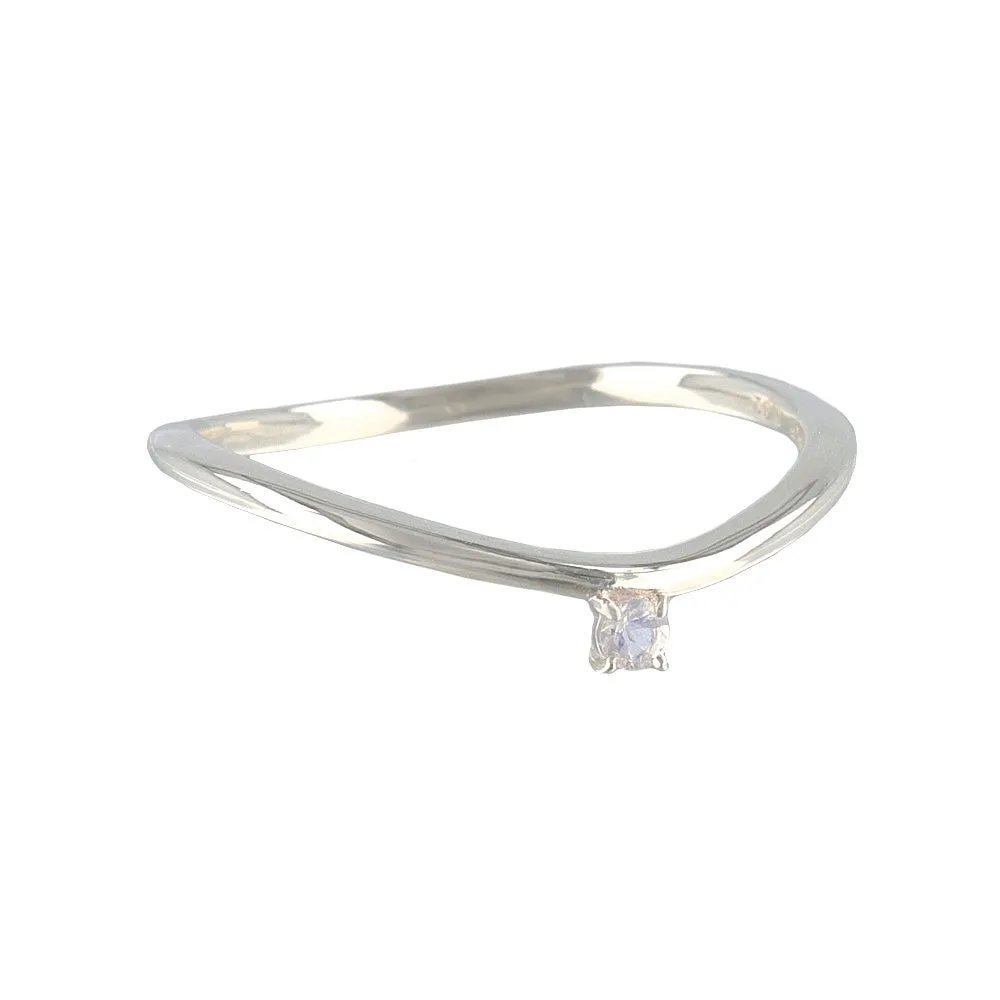 925 Silver Royal Blue Moonstone Narrow V Ring