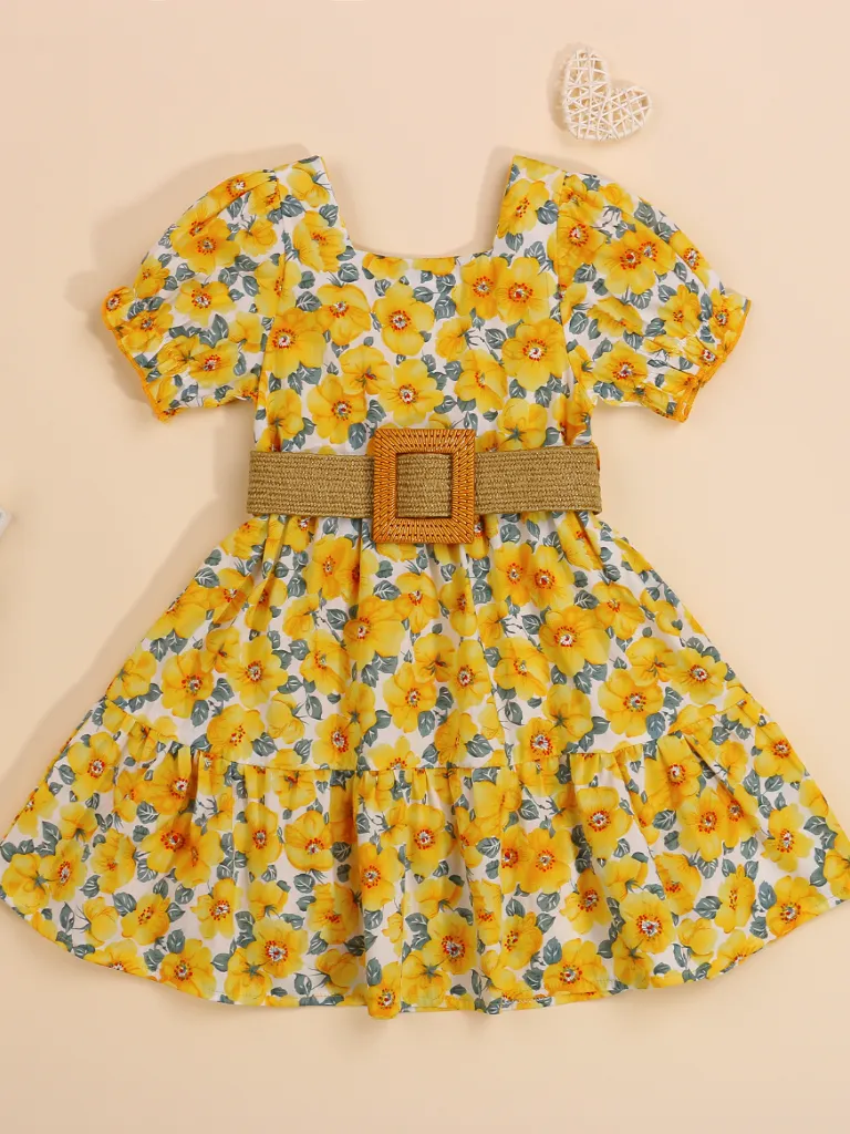 A Little Sunshine Belted Floral Dress