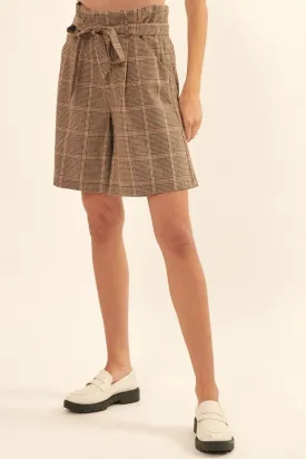 A Pair Of Wide Woven Plaid Shorts