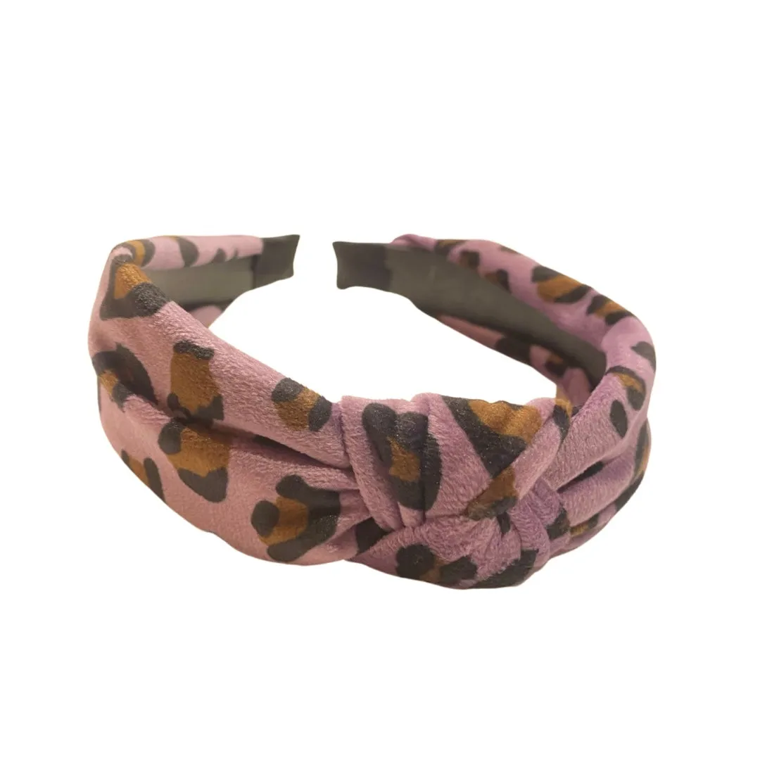 Abby Velvet Leopard Knot Headband