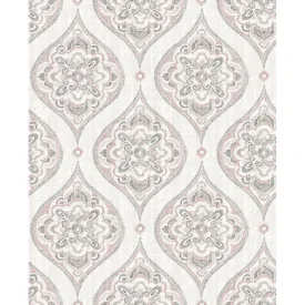 Adele Rose Damask Wallpaper  | Brewster Wallcovering