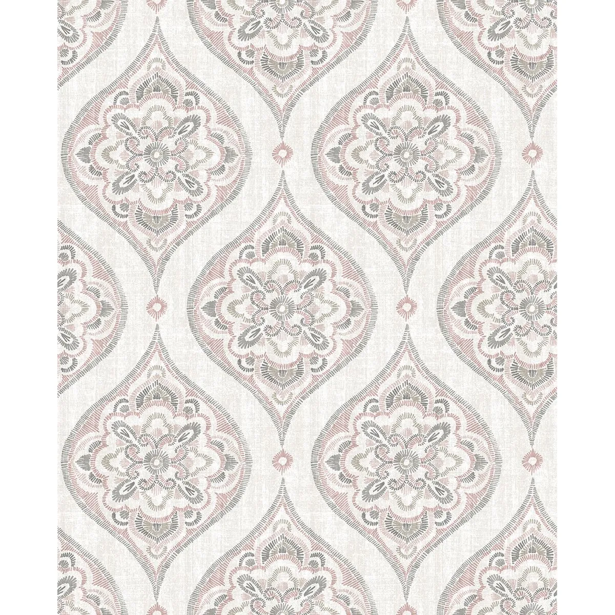 Adele Rose Damask Wallpaper  | Brewster Wallcovering