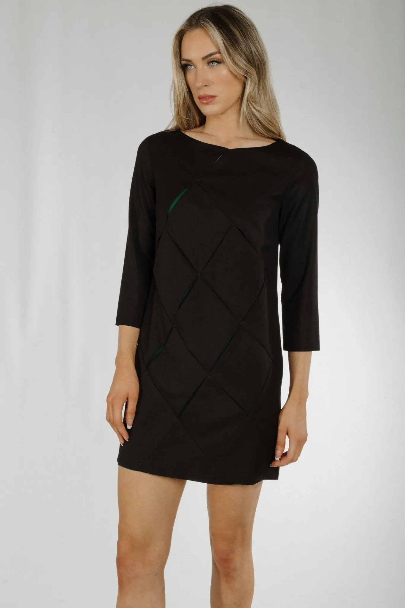 Alana Geometric Midi Dress In Black