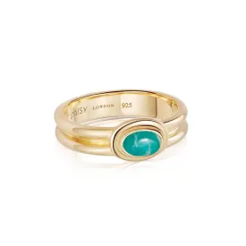 Amazonite Ring 18ct Gold Plate