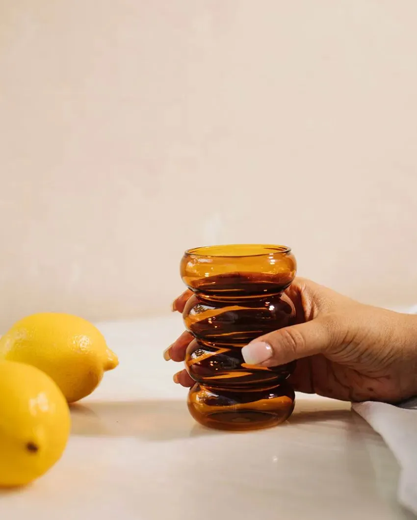 Amber Ring Glass | Set Of 4 | 3 x 3 x 4 inches