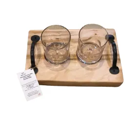 Ambrosia Maple Flight with Two Glasses, curved handle