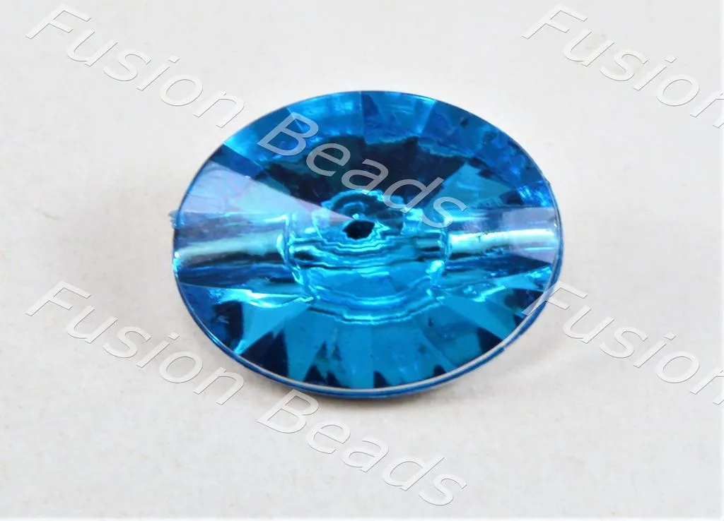 Aqua Blue Sun Design Crystal Button