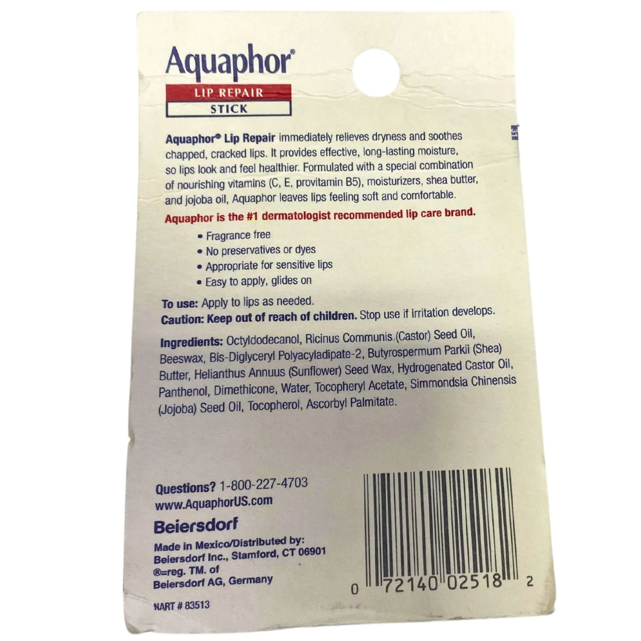 Aquaphor  Lip Repair Inmediate Relief 4.8g Two (2) Sticks (96 Pcs Lot)