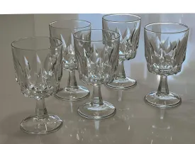 Arcoroc France Artic Clear Stemmed Water Goblets. 5-3/4" - Set of 5