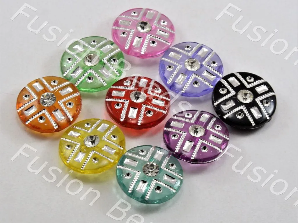 Assorted Pack Of Crystal Buttons With Glass Stones