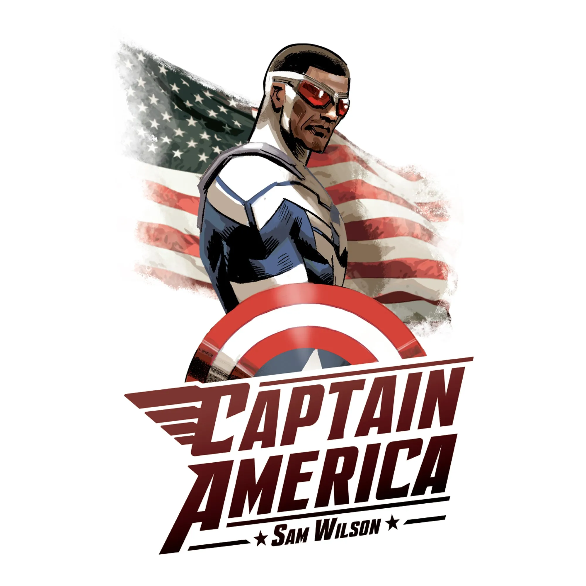 Avengers: Captain America (Sam Wilson) Flag Mural        - Officially Licensed Marvel Removable Wall   Adhesive Decal