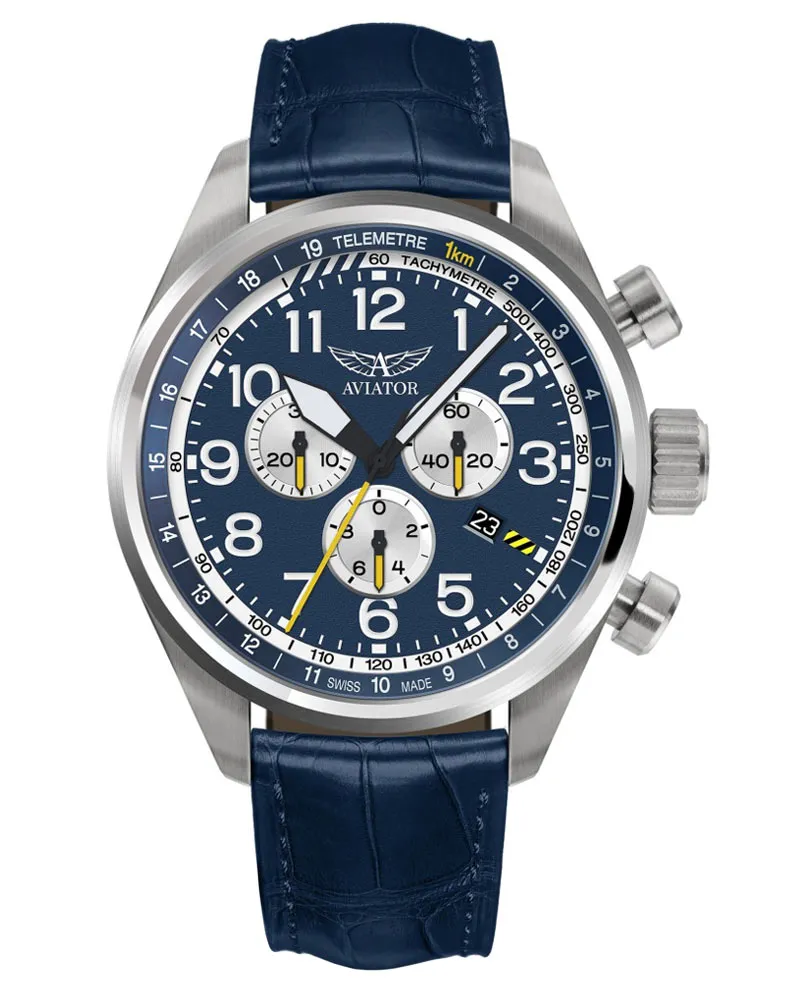 Certainly! Here is an optimized title for the product:

AVIATOR Airacobra V22571714 Premium Mens Pilot Watch with Leather Strap