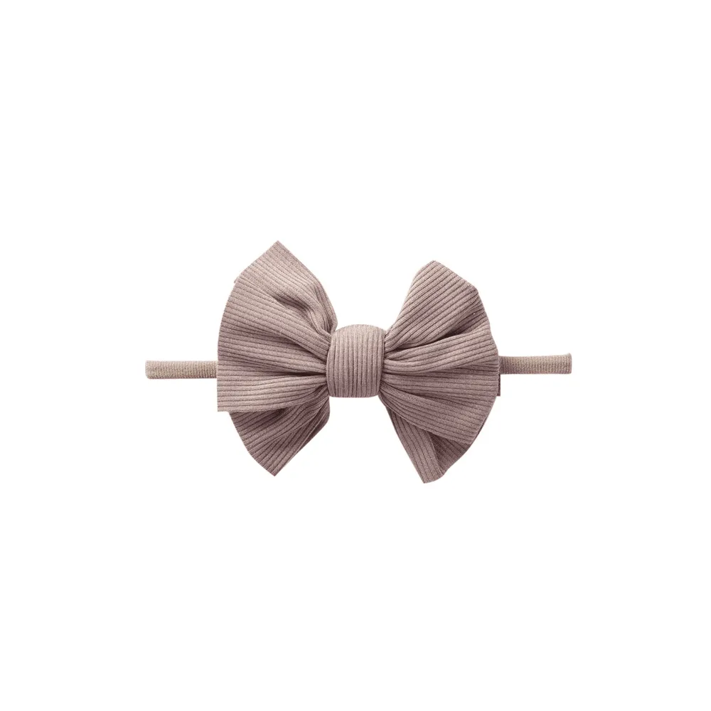 Baby Mini Textured Bow Headband in Tawny