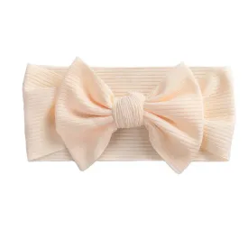 Baby Textured Single Soft Bow Knot Headband — Ivory