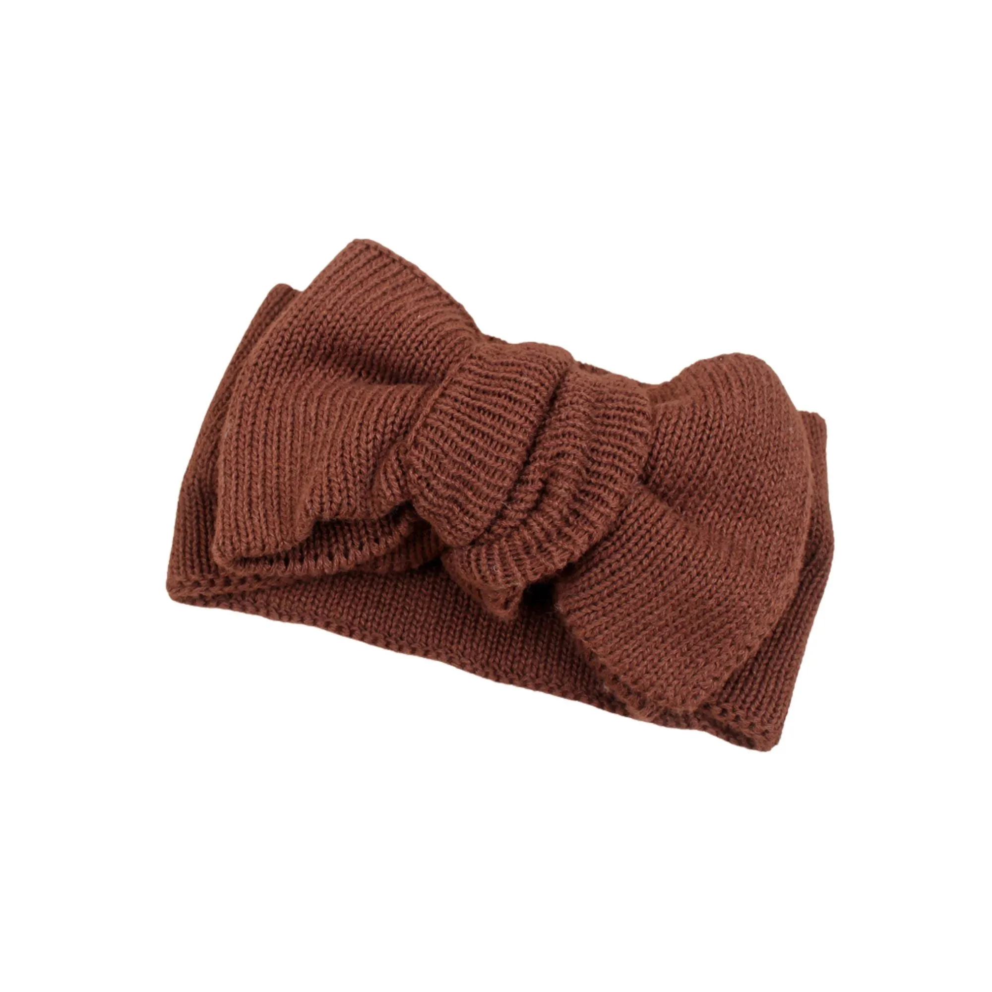 Baby Toddler Big Bow Ariel Headwrap Headband Soft in Latte