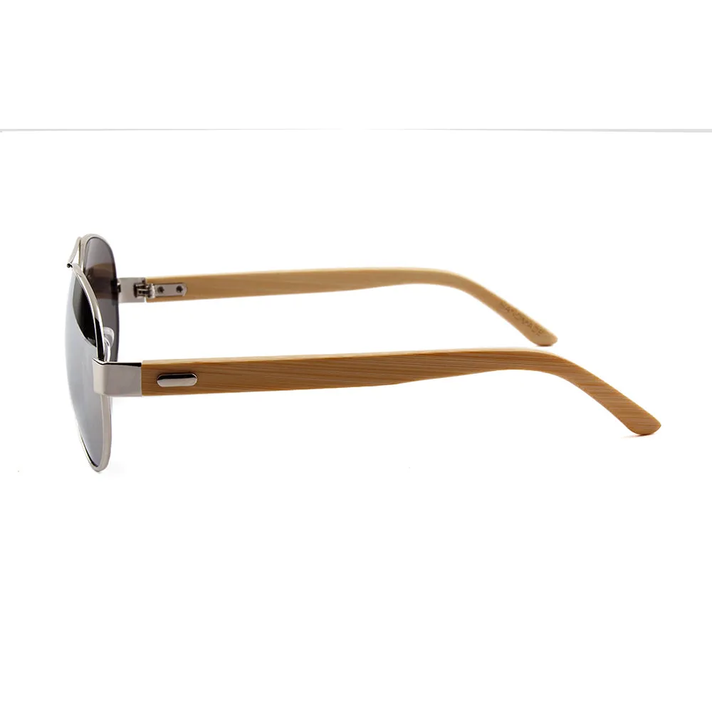 Bamboo Wood Silver Framed Classic Aviators by WUDN