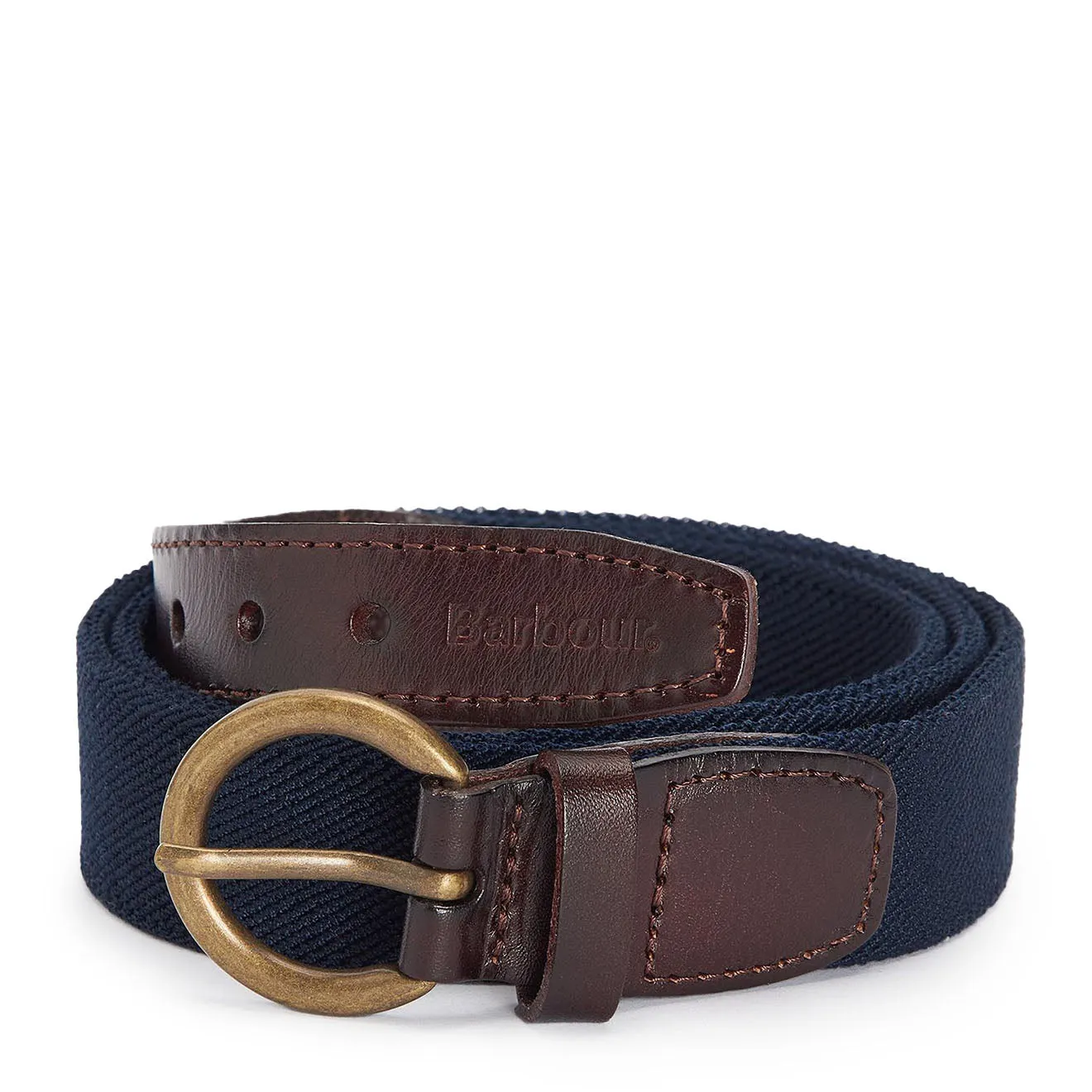 Barbour Leather Webbed Belt Navy