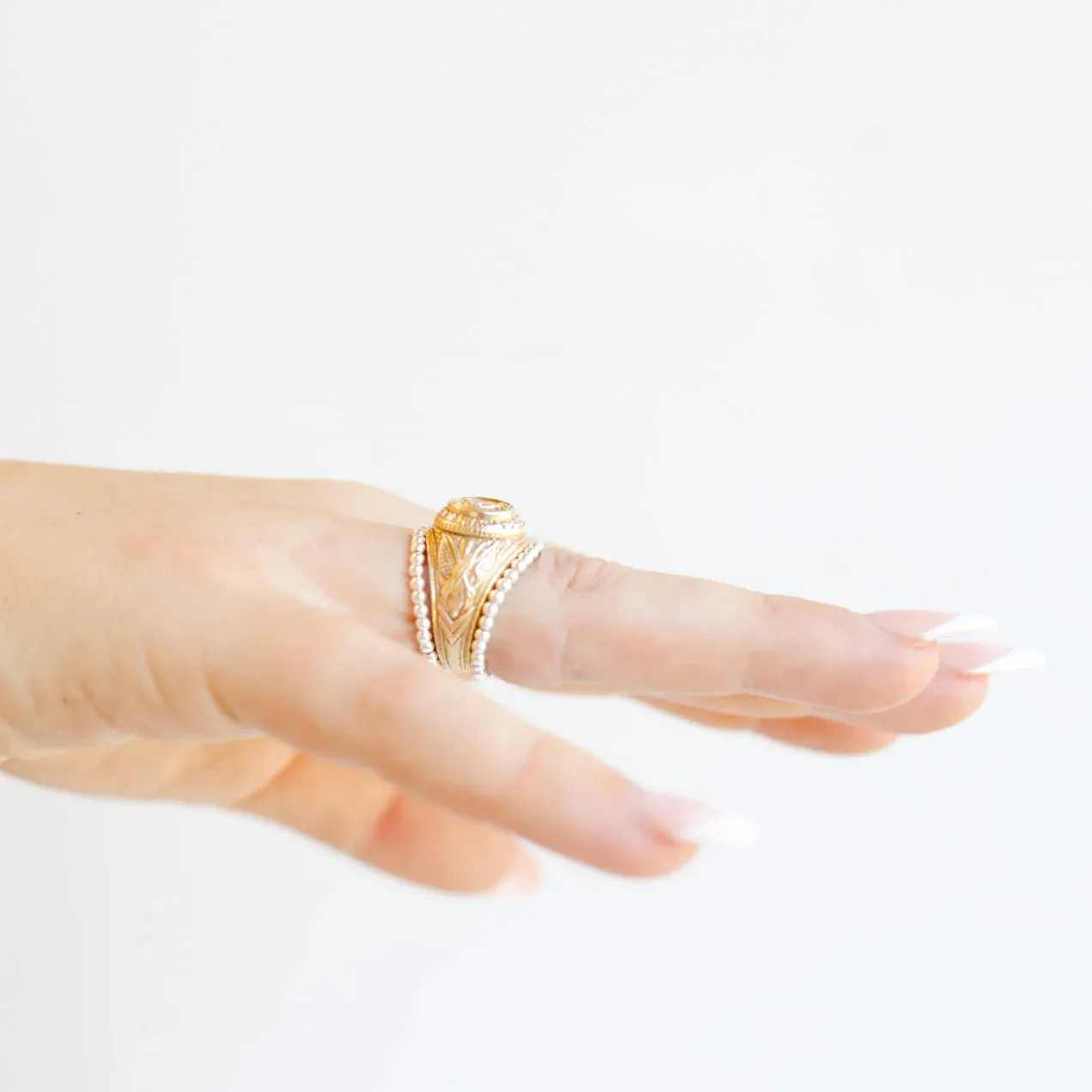 Beaded Blondes | Lexi 2MM Beaded Band Ring in Silver