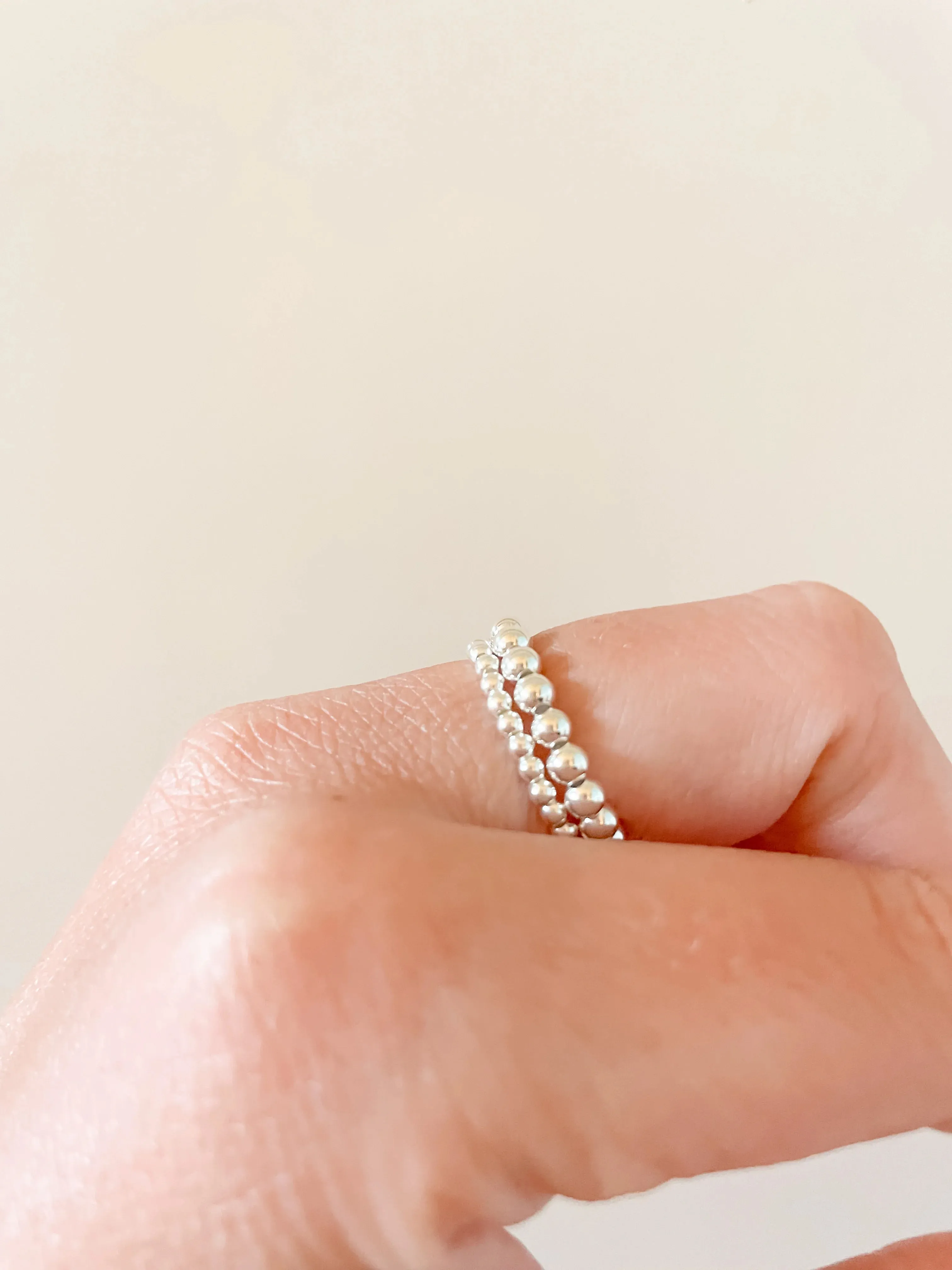 Beaded Blondes | Lexi 2MM Beaded Band Ring in Silver