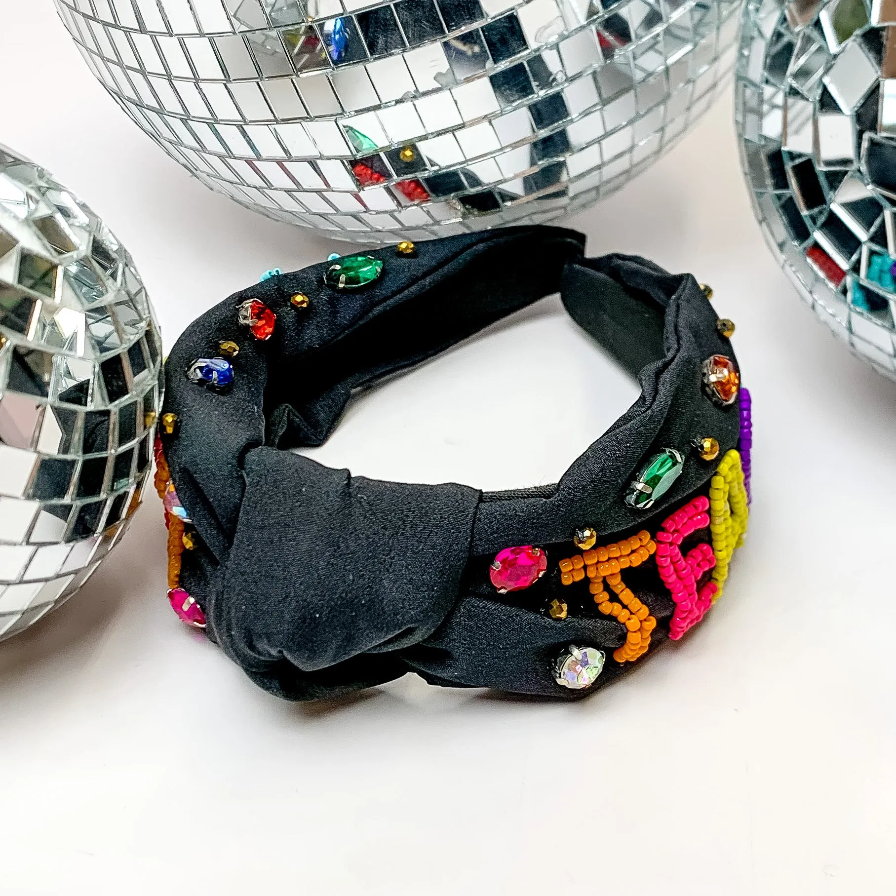 Beaded Multicolor Teacher Headband in Black