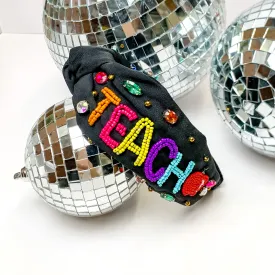 Beaded Multicolor Teacher Headband in Black