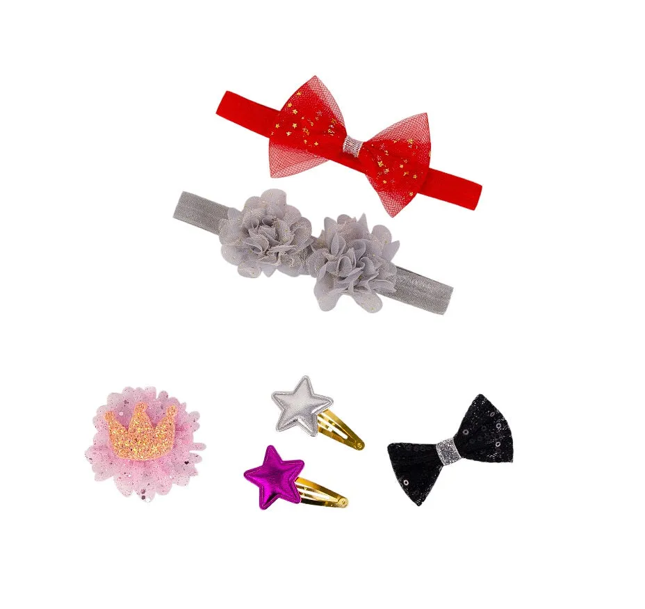 Bebe Comfort 6 pc Headband & Clip Set - Flower, Bow and Butterfly