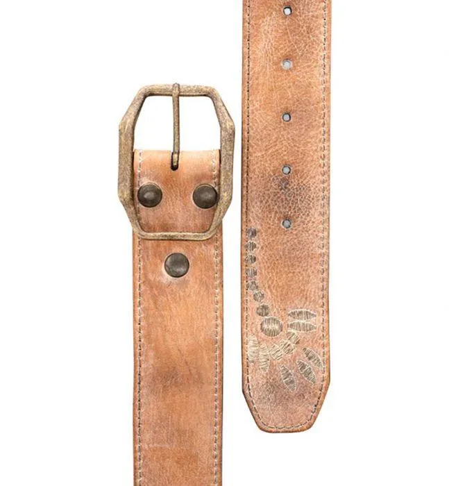 Bed Stu Mohawk Belt in Tan Rustic White Genuine Leather A200038-TRWB