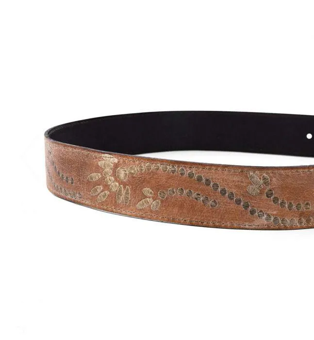 Bed Stu Mohawk Belt in Tan Rustic White Genuine Leather A200038-TRWB