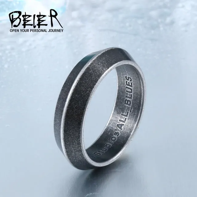 BEIER Viking Ring Punk Gothic Titanium Stainless Steel Serrated tattoo totem For Men Jewelry BR-R088