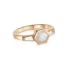 Beloved Moonstone Hexagon Ring 18ct Gold Plate