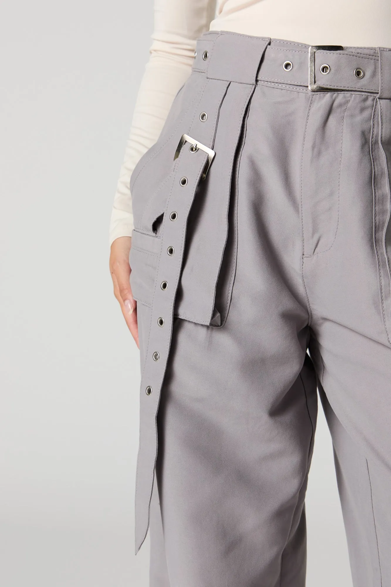 Belted Wide Leg Cargo Pant