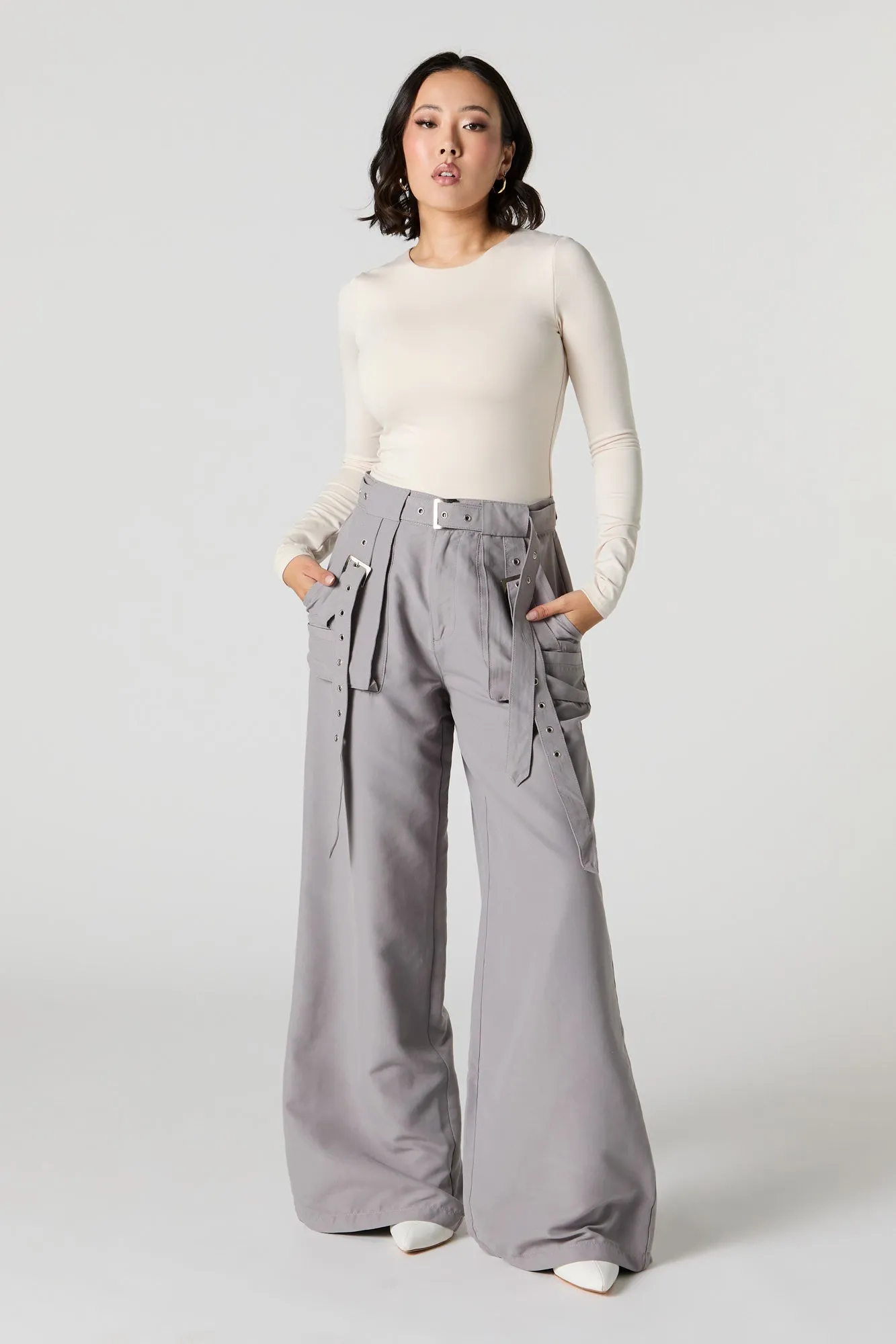 Belted Wide Leg Cargo Pant