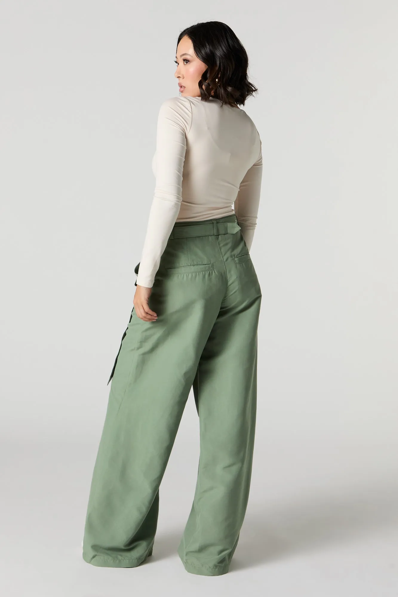 Belted Wide Leg Cargo Pant