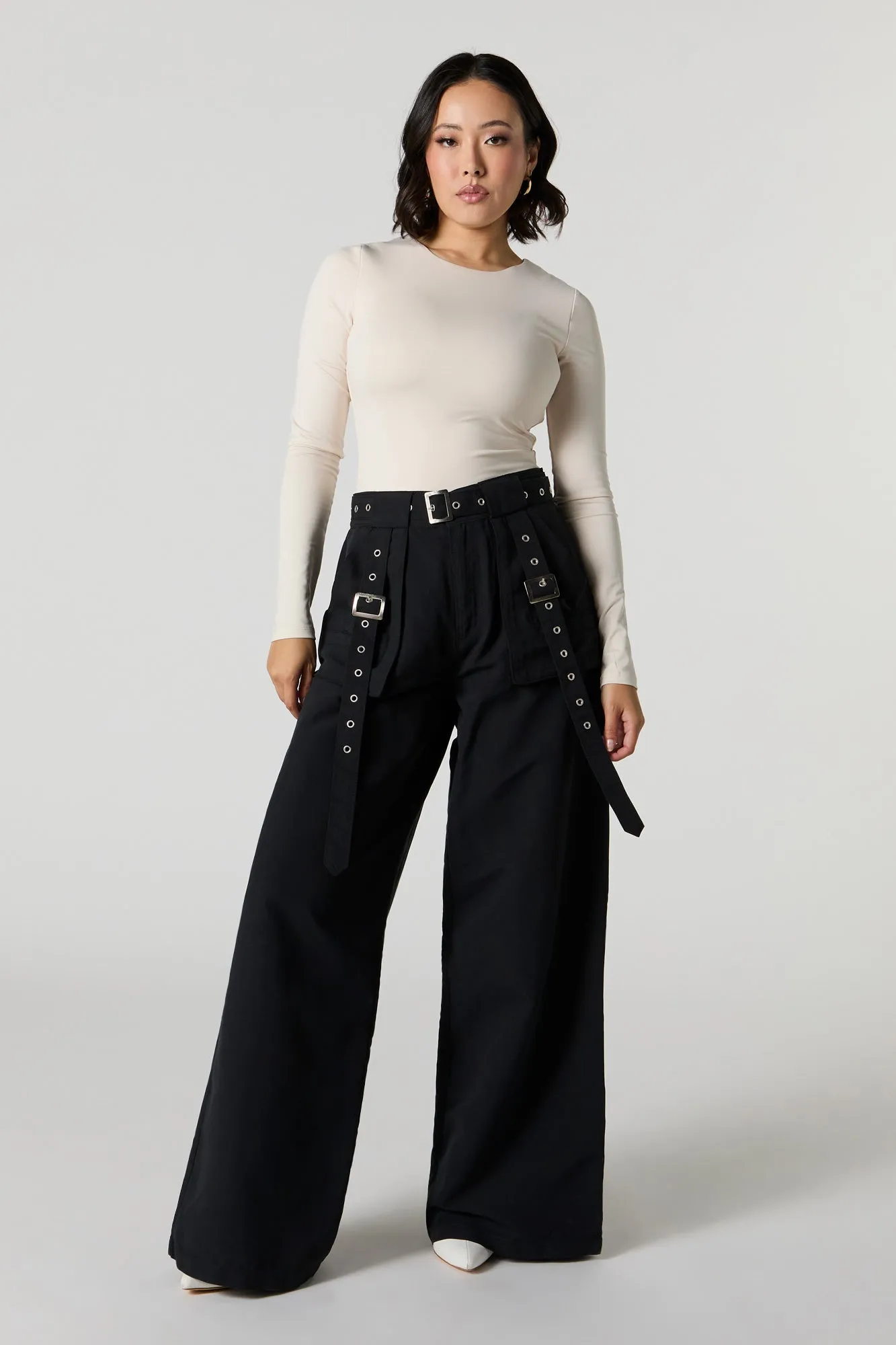 Belted Wide Leg Cargo Pant