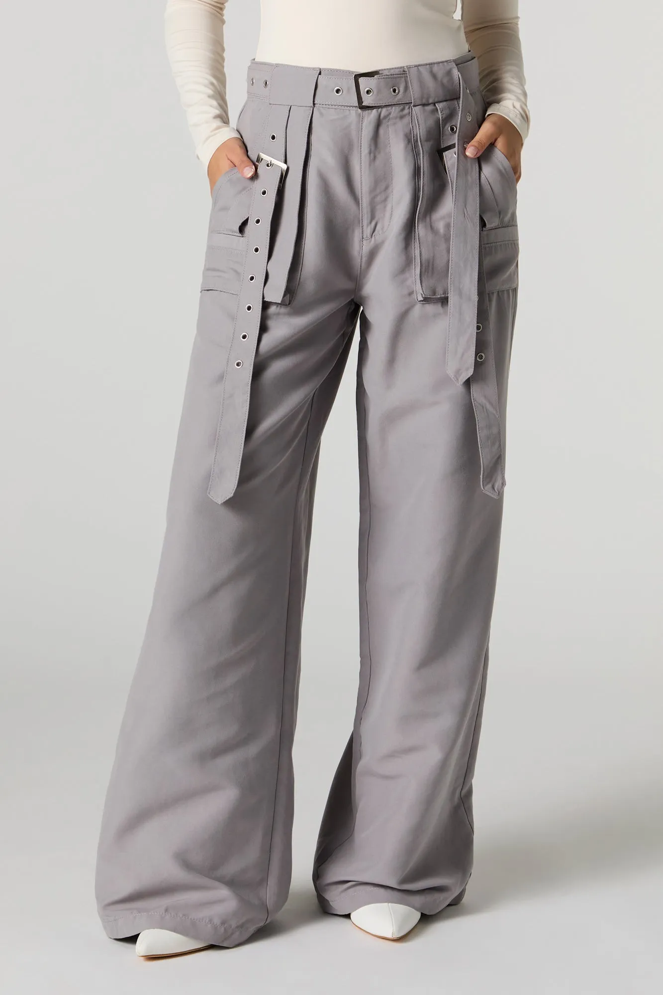 Belted Wide Leg Cargo Pant