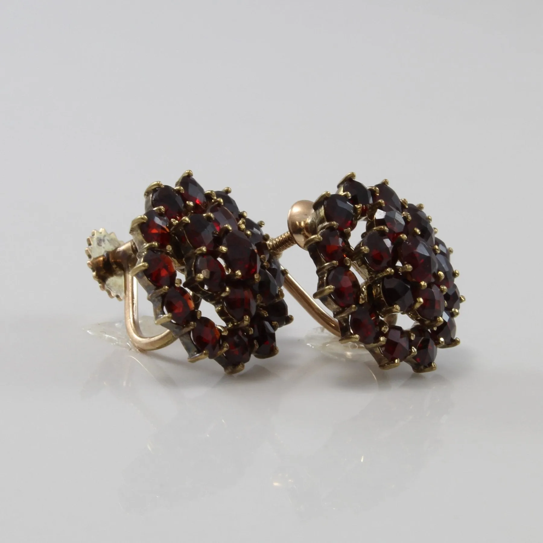 'Birks' Garnet Cluster Clip On Screw Back Earrings | 3.00ctw |