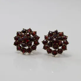 'Birks' Garnet Cluster Clip On Screw Back Earrings | 3.00ctw |