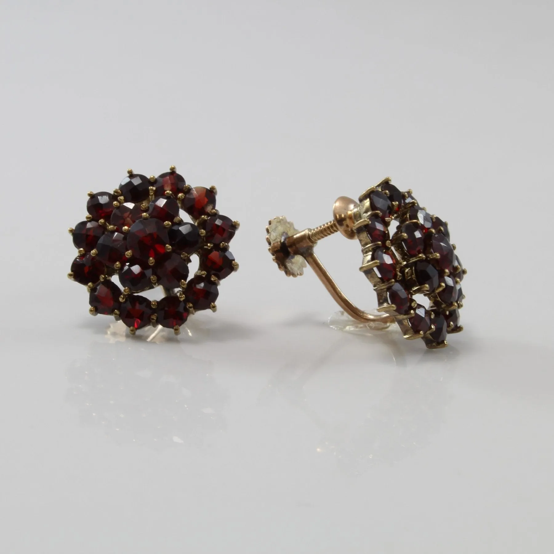 'Birks' Garnet Cluster Clip On Screw Back Earrings | 3.00ctw |