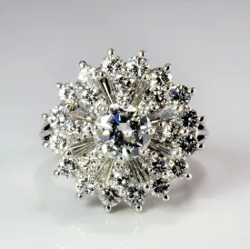 'Birks' Retro Era Star Burst Cluster Ring | 2.89 ctw, SZ 6.25 |