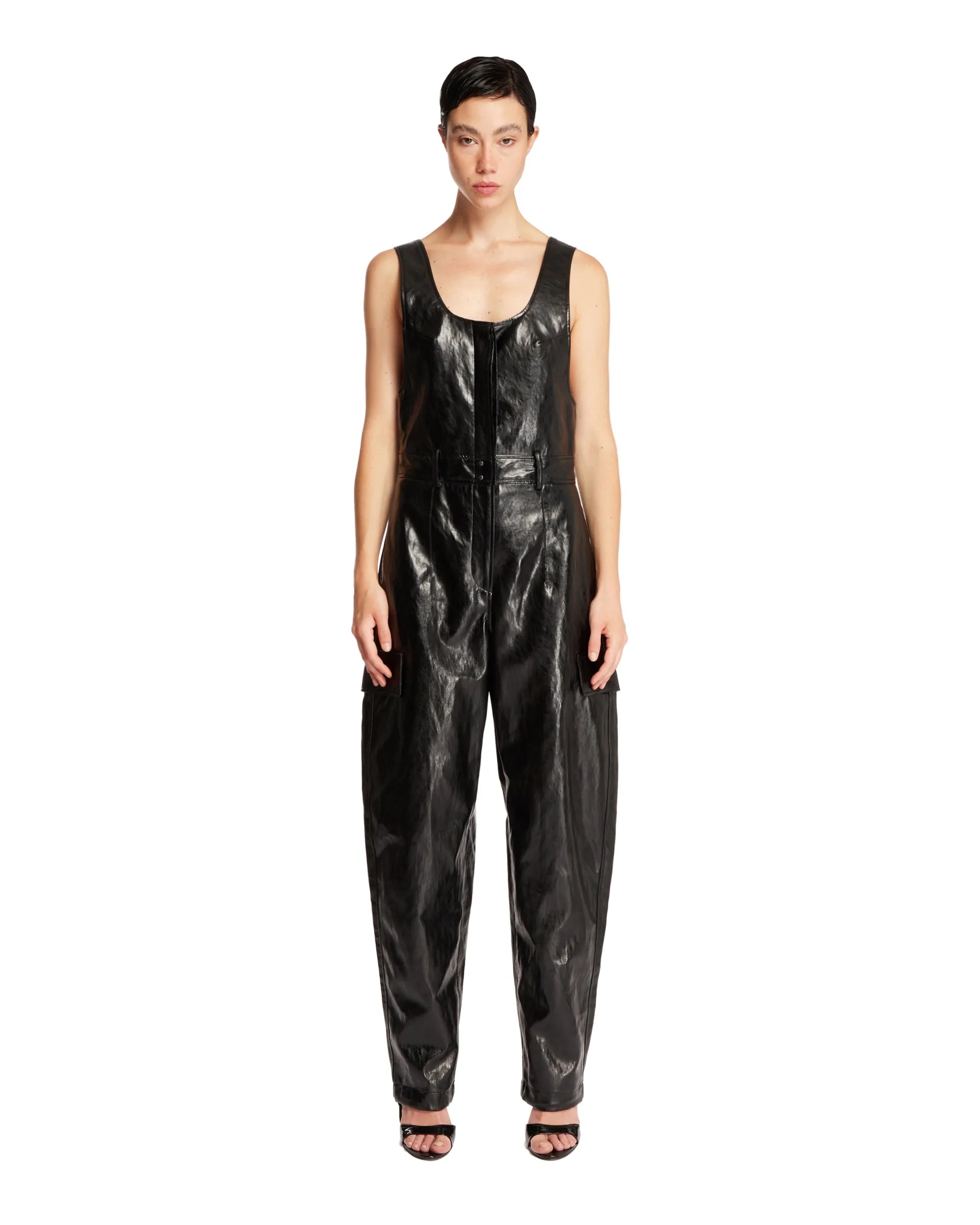 Black Eco-Leather Jumpsuit