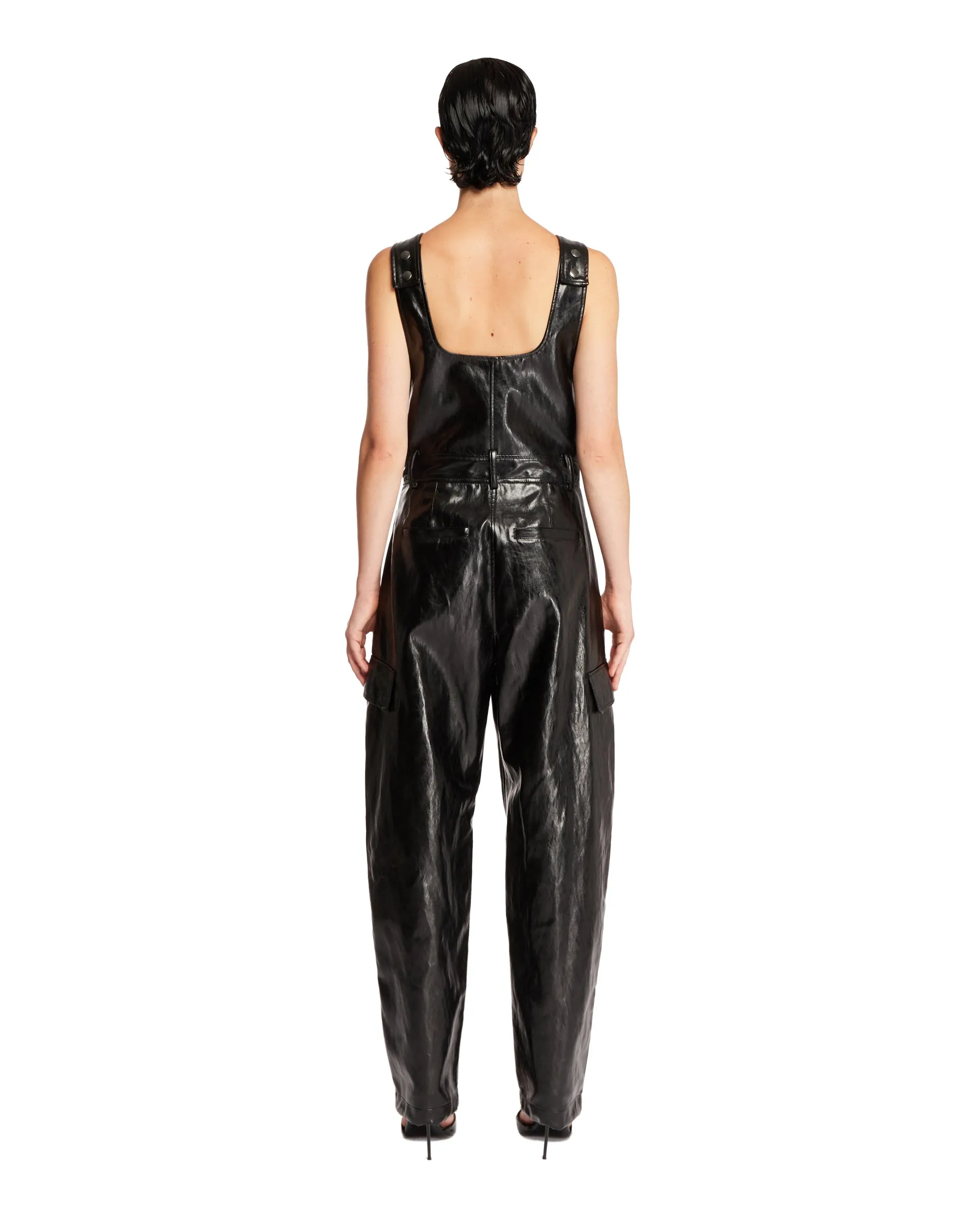 Black Eco-Leather Jumpsuit