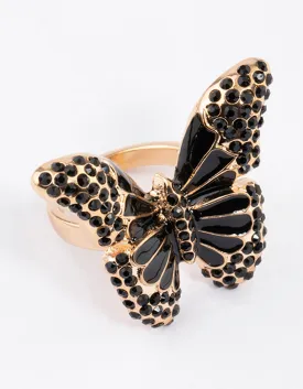 Black Grand Butterfly Cocktail Ring