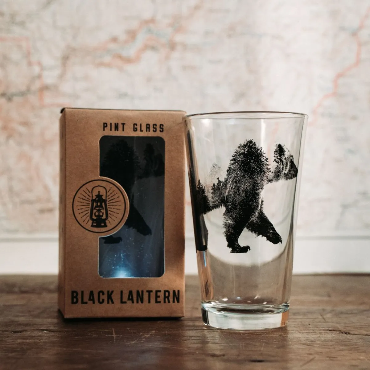 Black Lantern Beer Pint Glass Set - Double Exposure Bear