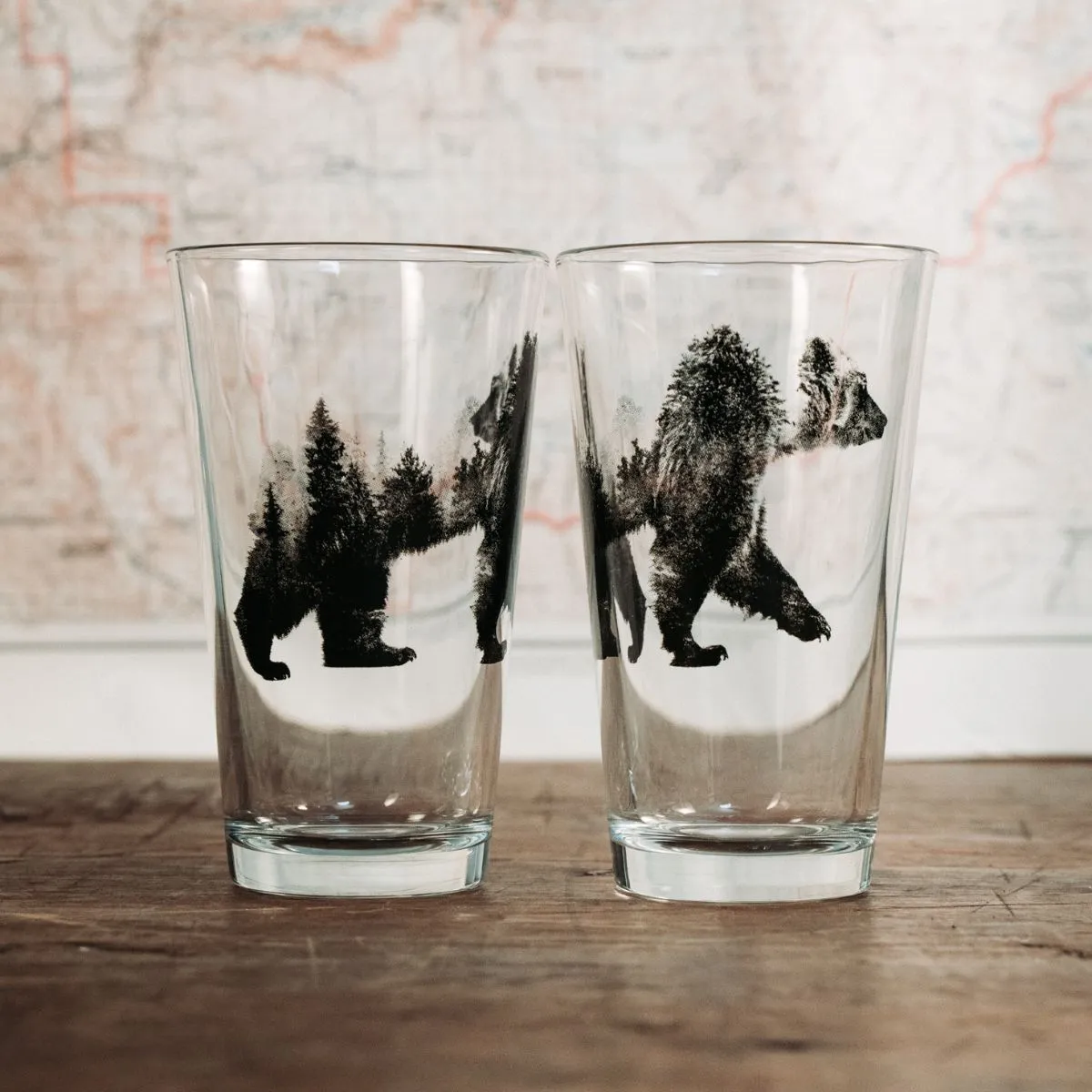 Black Lantern Beer Pint Glass Set - Double Exposure Bear